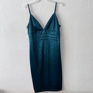 Silk emerald green mini dress